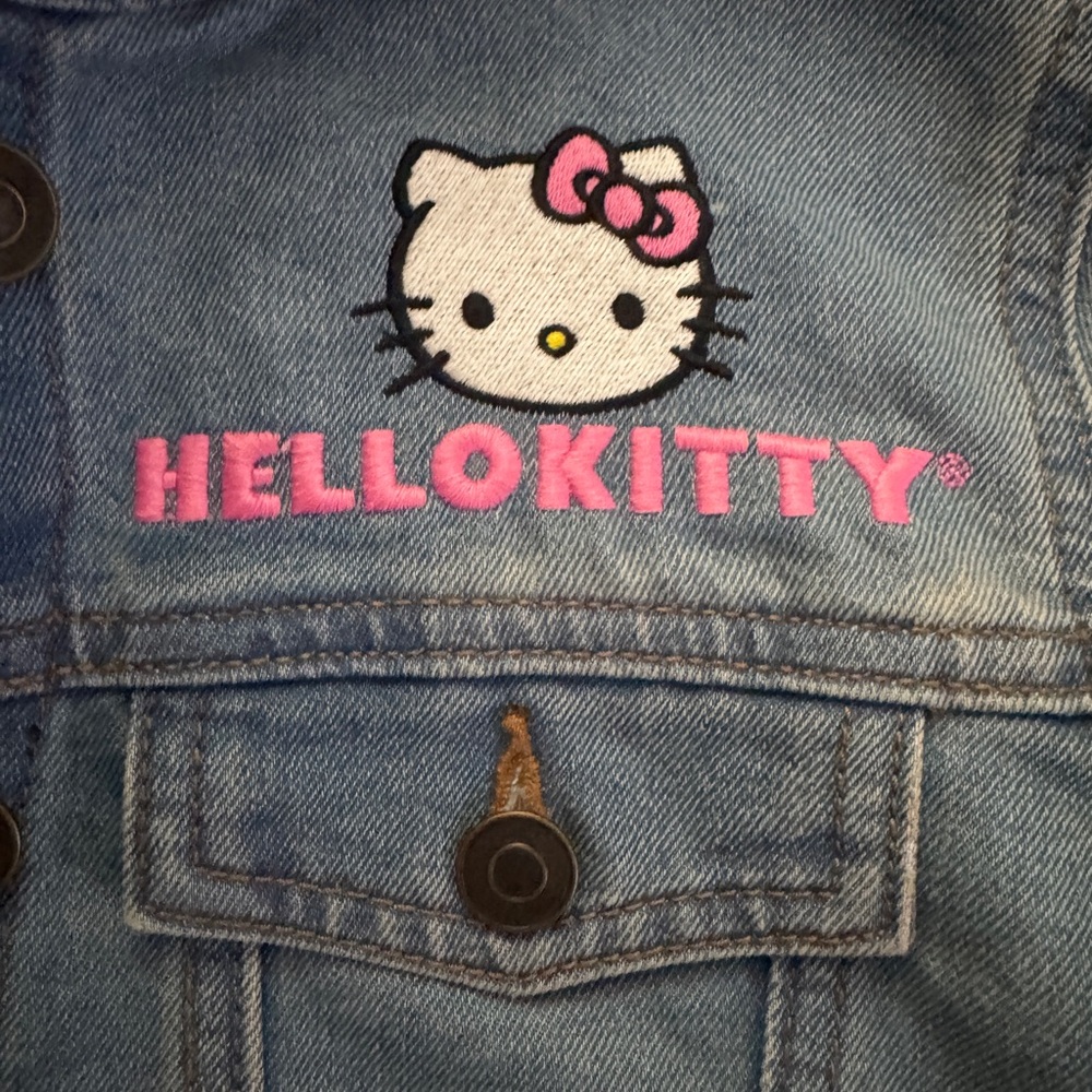 Hello Kitty Denim Jacket with Pink Embroidery